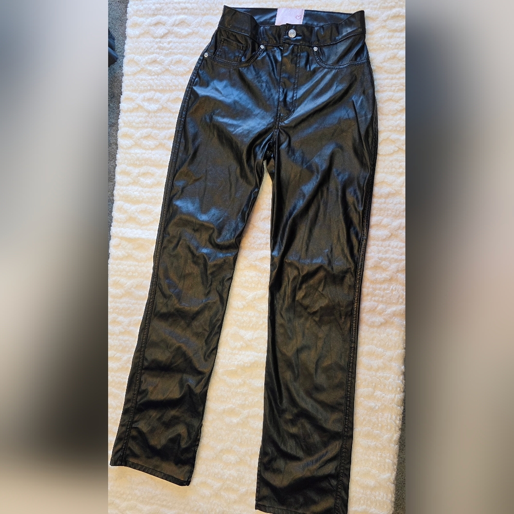 Revice Faux Leather Pants Sz 27 | Y2k Baddie | Black Vegan Leather